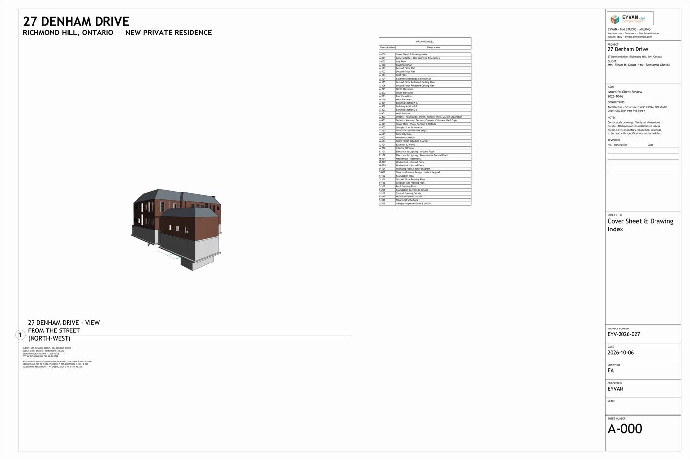 A-000 cover and drawing index