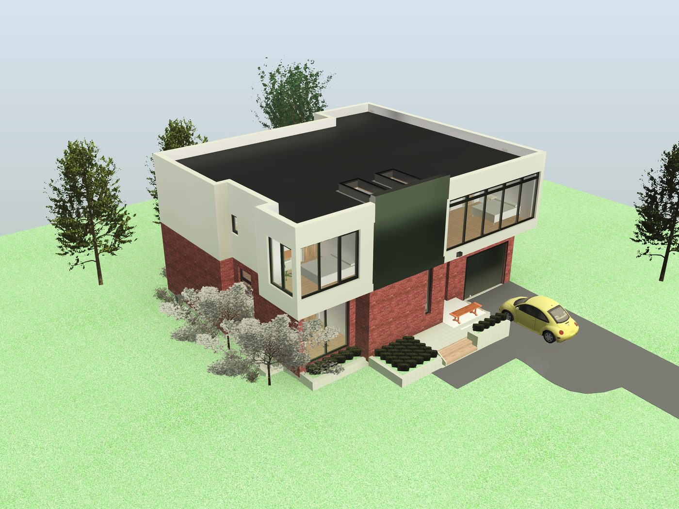 Aerial render from the Revit model