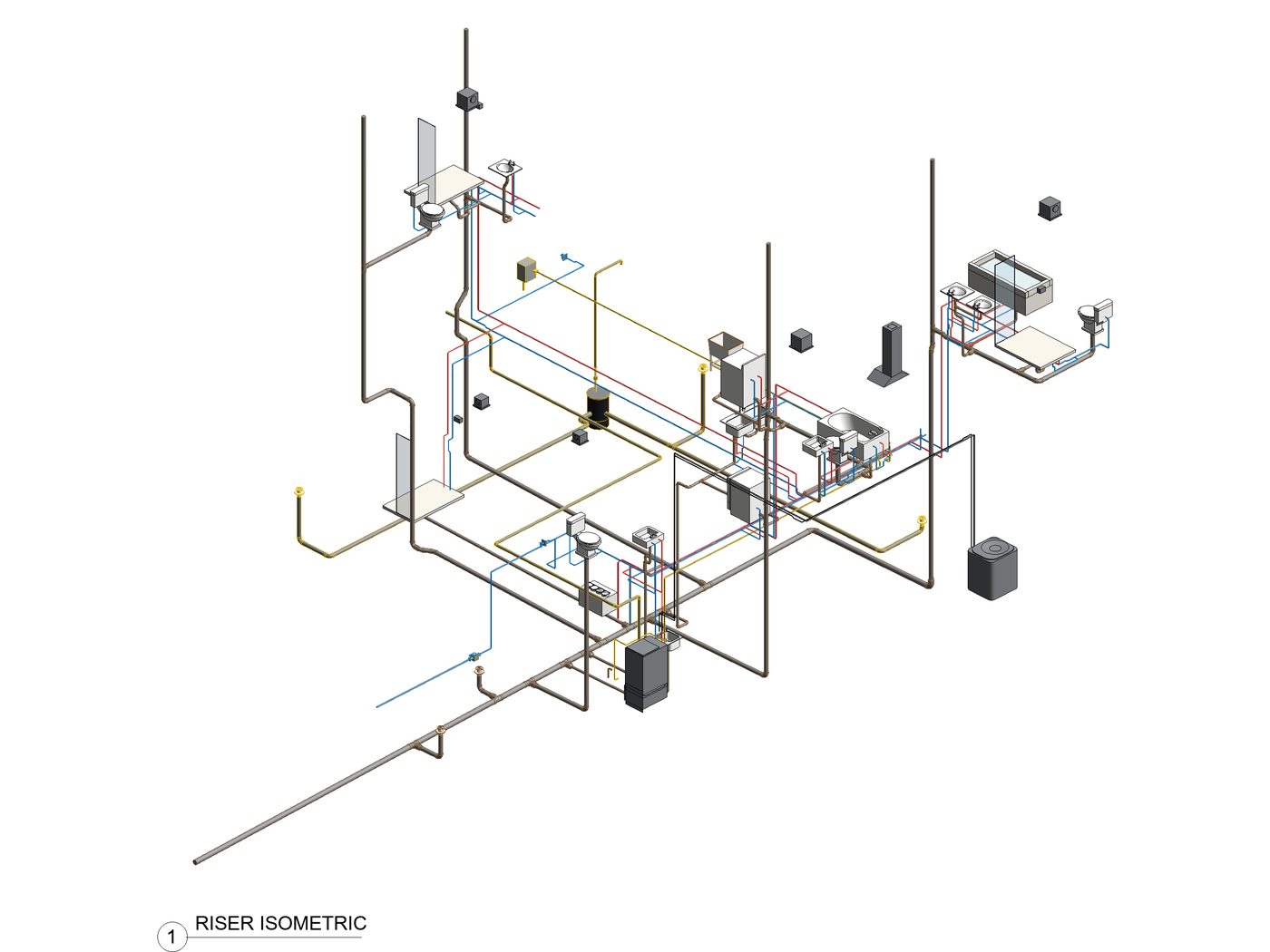 Sheet P-4, plumbing riser isometric